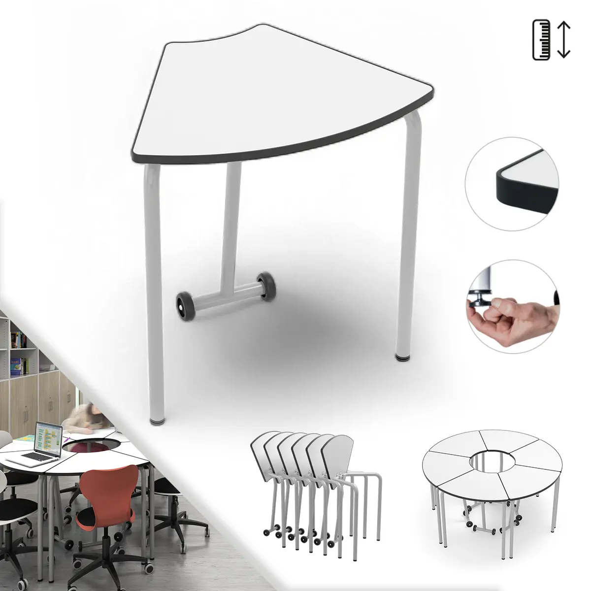 Klappbarer Schultisch  Höhenverstellbar in 3 Stufen - Trapezform kaufen